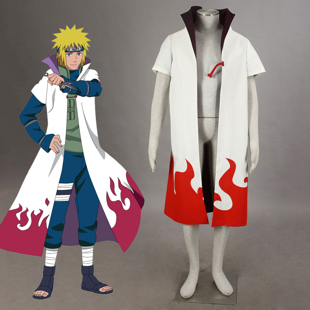 Naruto Costume 4th Hokage Minato Cloak No Back Word Cosplay Robe for Men and Kids