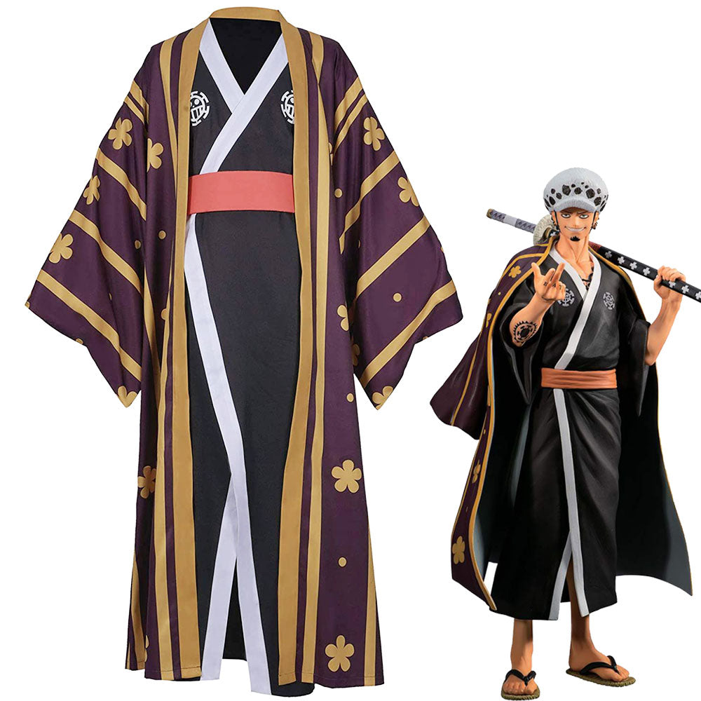 One Piece Wano Country Costumes Roronoa Zoro Luffy Trafalgar Law Cosplay Kimono Set For Men