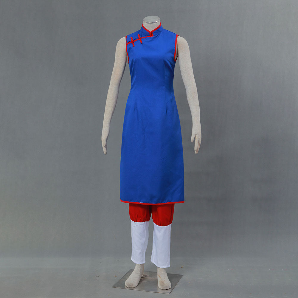 Dragon Ball Costume Chichi Before Marriage Blue Cosplay Suit with Accessories for Women and Kids