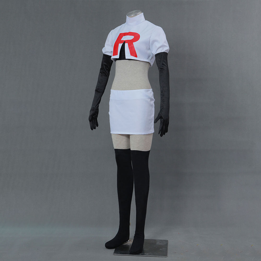 Pokemon Monster Costume Rocket Jessie Cosplay full Set with Golves for Women and Kids
