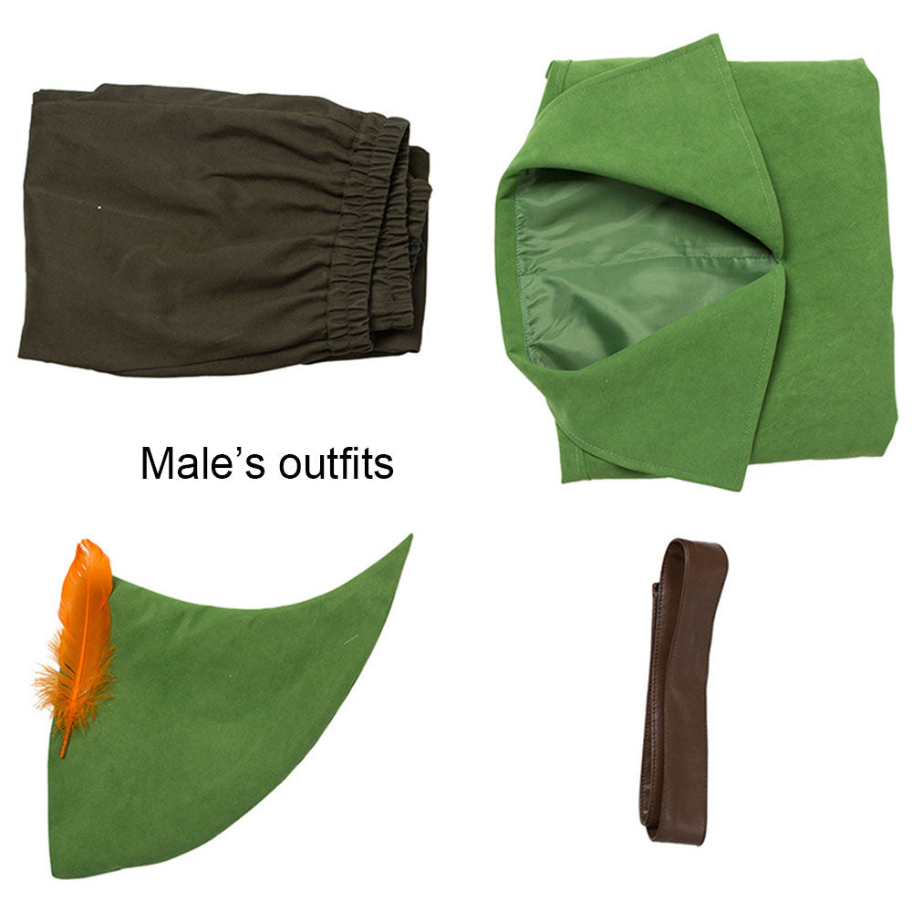 Peter Pan Costume Peter Pan Cosplay Green full outfit for Adults and Kids