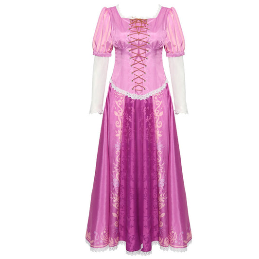 Tangled Costumes Princess Rapunzel Cosplay Pink Dress for Women and Kids