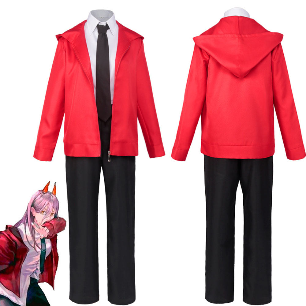 Chainsaw Man Costume Power Cosplay Red full Uniform Suits for Women