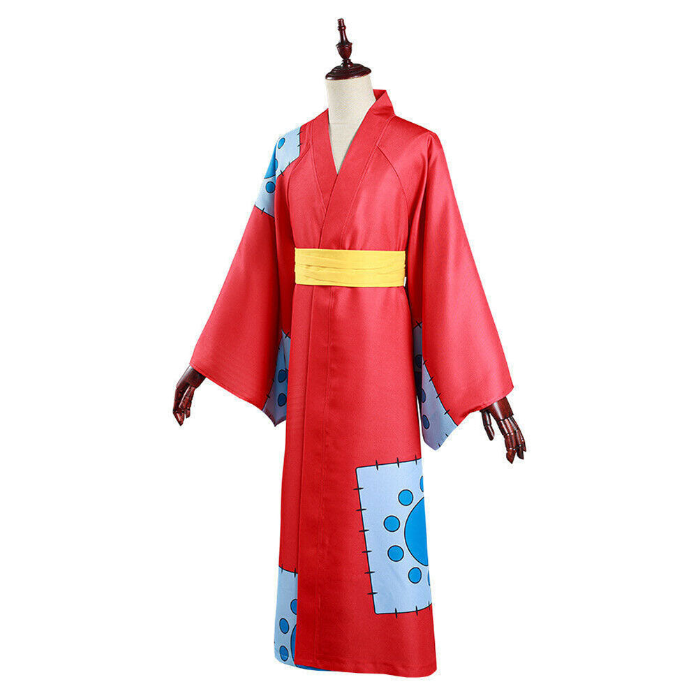 One Piece Wano Country Costumes Monkey D Luffy Cosplay Kimono Set with Hat For Men