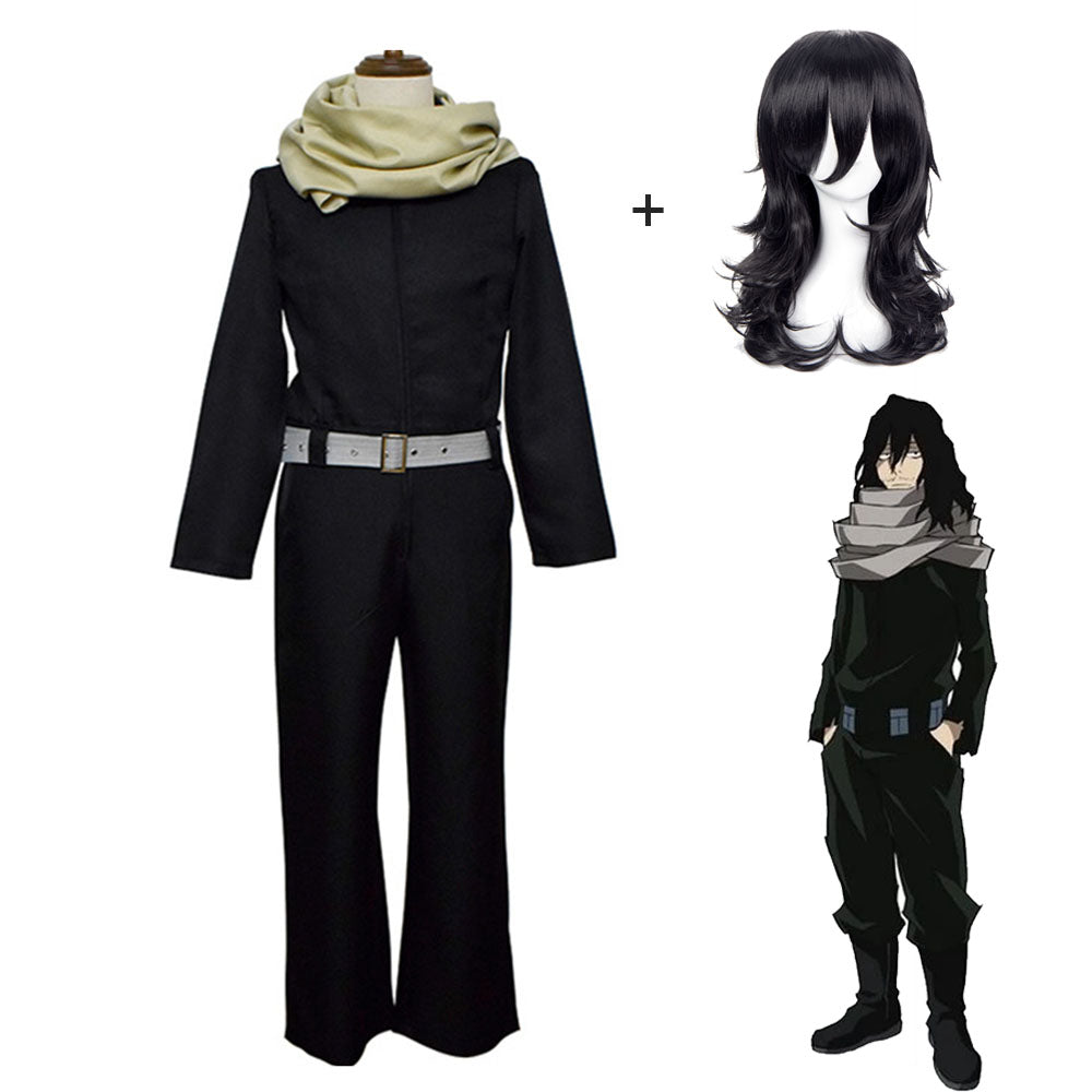Anime My Hero Academia Teacher Aizawa Shouta Cosplay Black Costume with Wig