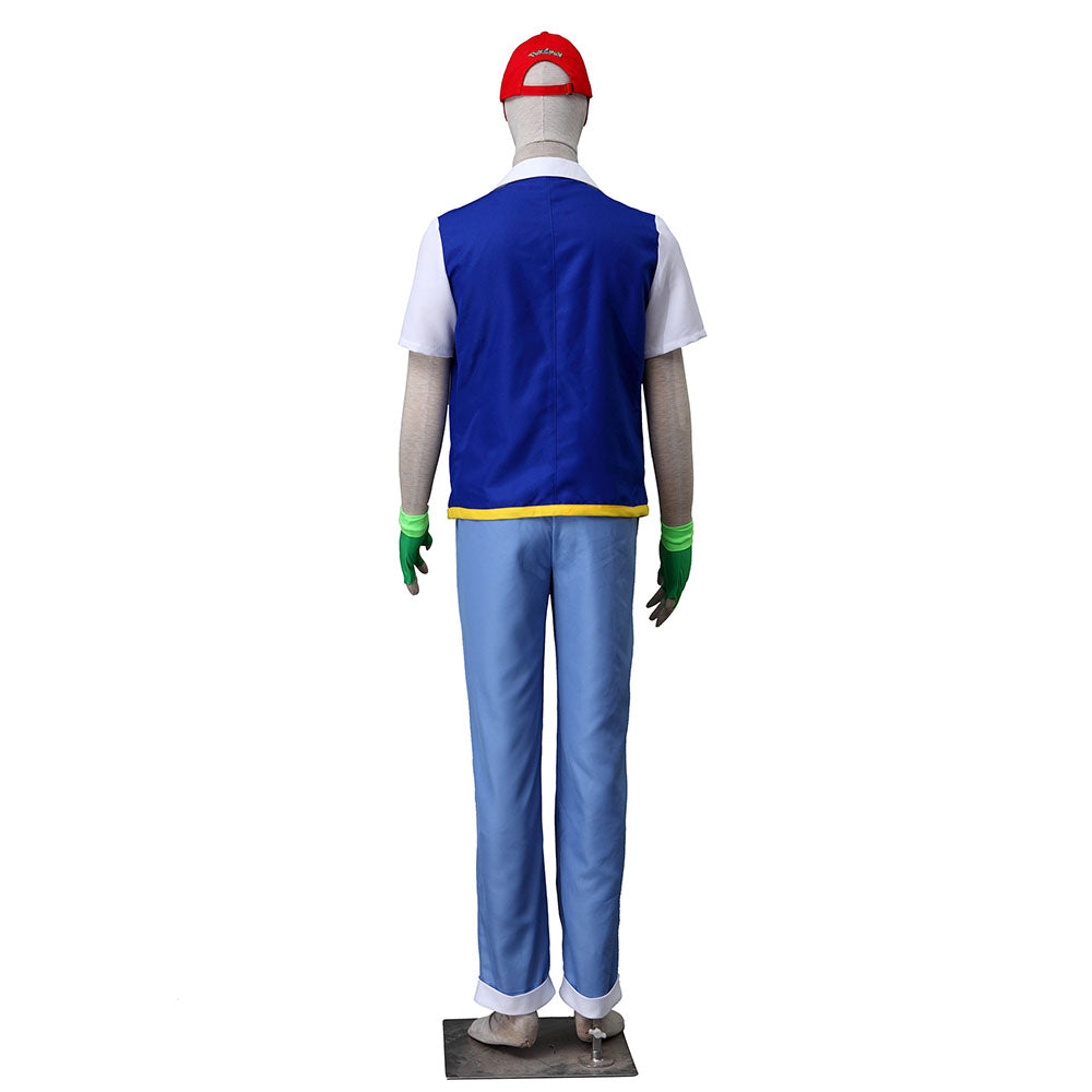 Pokemon Monster Costume Ash Ketchum Cosplay full Set with Accessories for Men and Kids