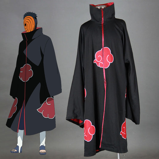 Men and Kids Naruto Shippuden Costume Akatsuki Embroidered Cloak Itachi Obito Cosplay Robe