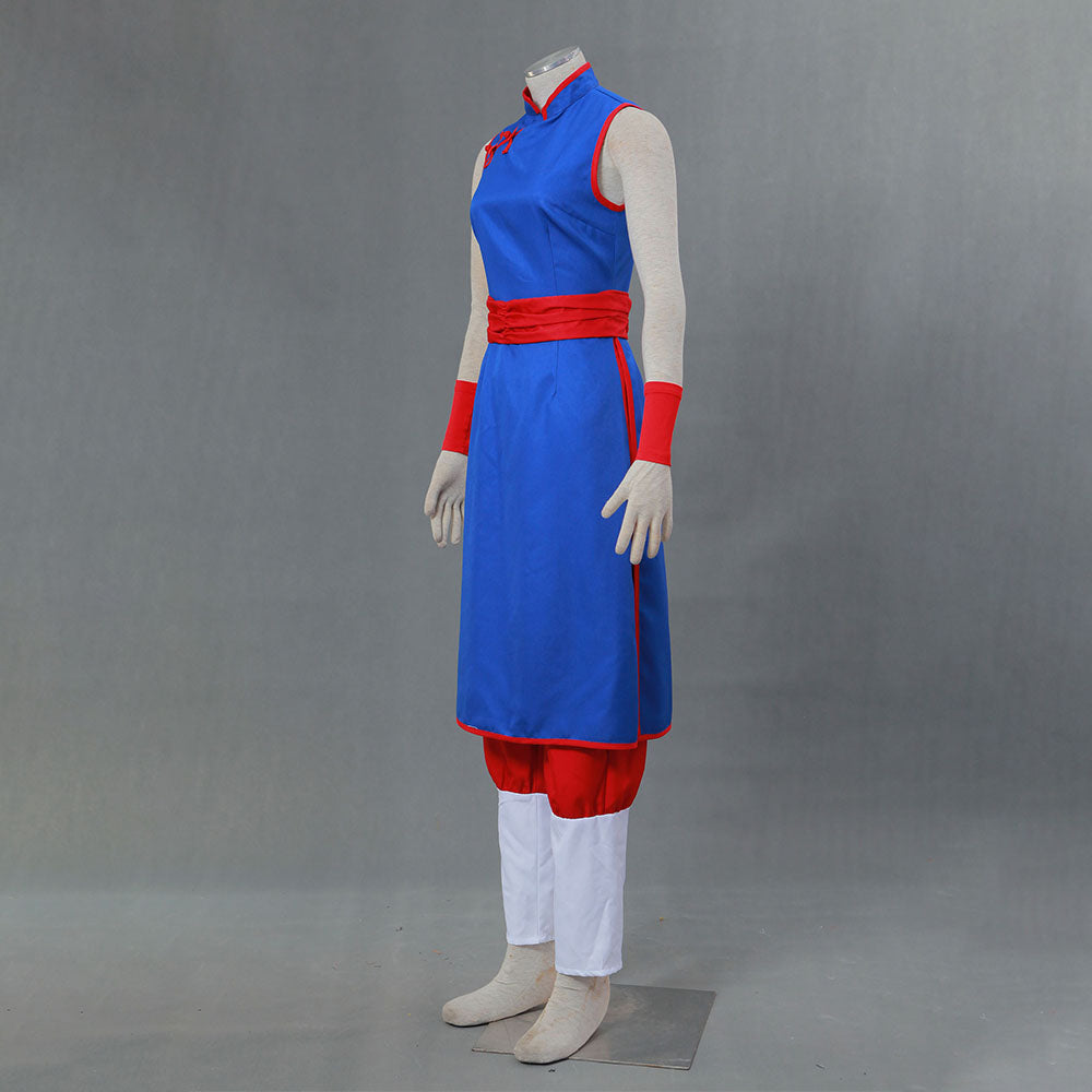 Dragon Ball Costume Chichi Before Marriage Blue Cosplay Suit with Accessories for Women and Kids