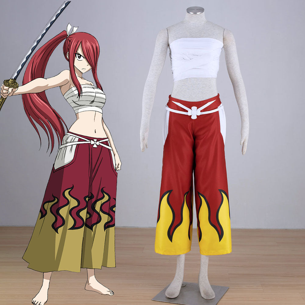 Fairy Tail Costume Erza Scarlet Crimson Mage Cosplay Full Outfit for Women and Kids