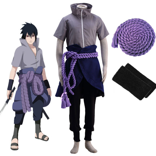Naruto Shippuden Costume Uchiha Sasuke Cosplay full Outfit for Men and Kids