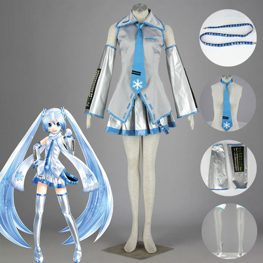 Women and Kids Vocaloid  Hatsune Miku Gray Cosplay Costume with Accessories