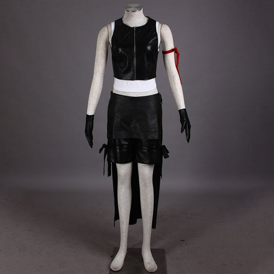 Final Fantasy 7 Costume Tifa Lockhart Cosplay Black Full Outfit for Women and Kids