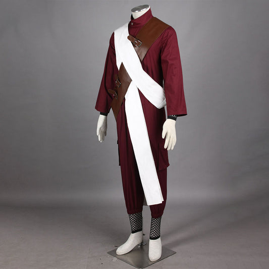 Anime Back Gourd Sand Ninja Maroon Cosplay Costume Outfit for Men Kids