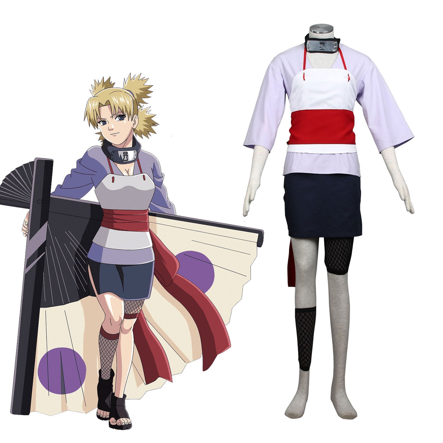 Naruto Costume Temari Cosplay full Outfit for Women and Kids