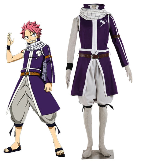 Fairy Tail Costume Grand Magic Games Etherious Natsu Dragneel Cosplay Full Outfit for Men and Kids