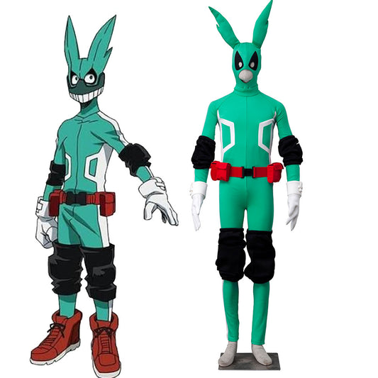 My Hero Academia Costume Midoriya Izuku Cosplay Green Fighting Full Outfit with Accessories for Men and Kids