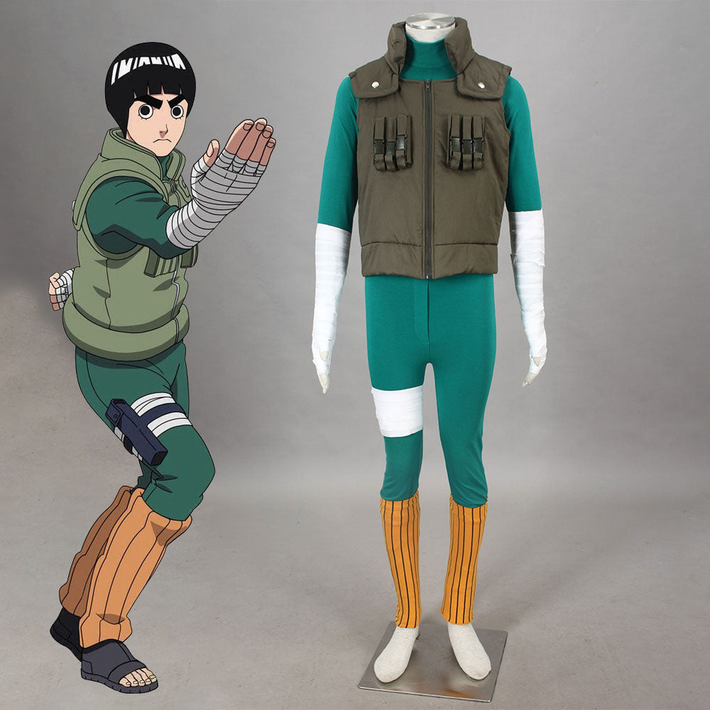 Naruto Shippuden Costume Rock Lee Cosplay full Outfit for Men and Kids