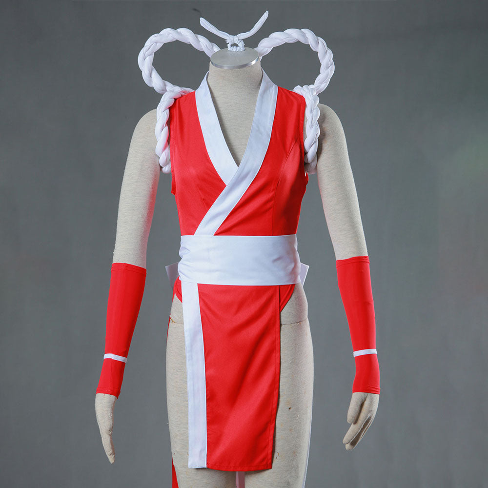 King of Fighters Costume Mai Shiranui Red Suit Cosplay full Outfit for Women and Kids