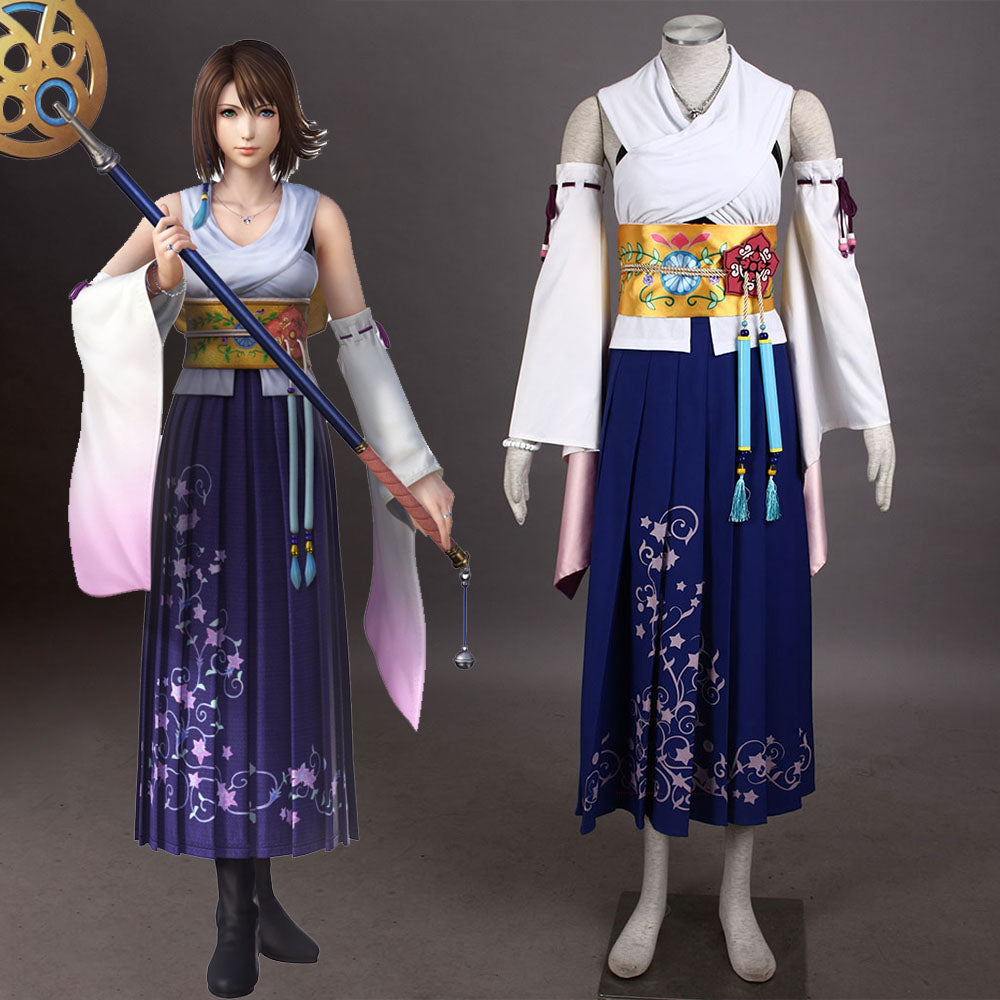 Final Fantasy X 10 Costume Yuna Cosplay Full Outfit for Women and Kids