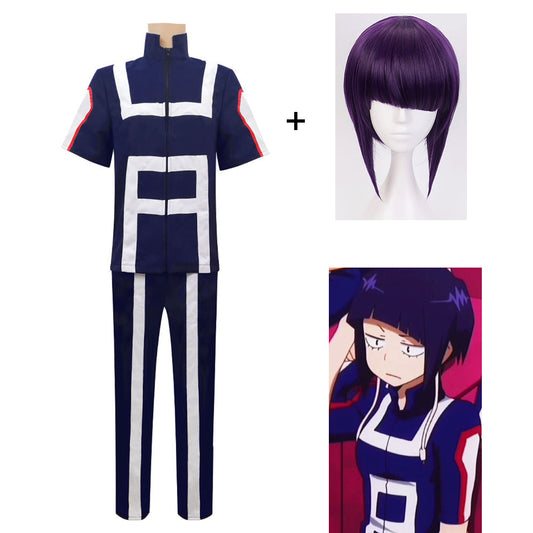 Anime My Hero Academia Costume Jiro Kyoka Training/Gym Cosplay Outfit with Wig