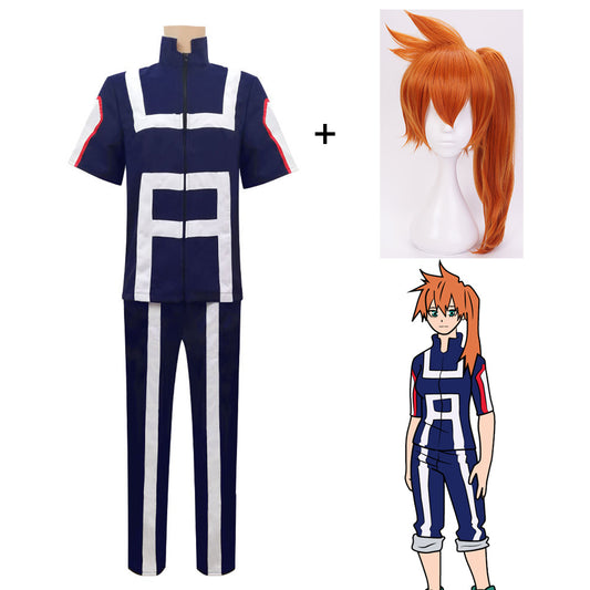Anime My Hero Academia Costume Kendo Itsuka Training/Gym Cosplay Outfit with Wig