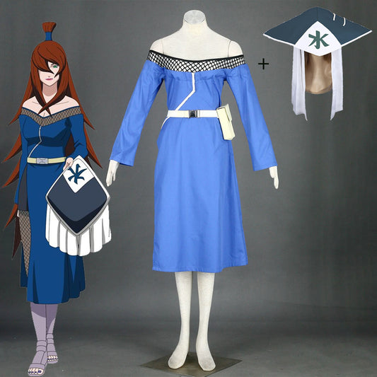 Naruto Shippuden Costume Mizukage Terumi Mei Cosplay full Outfit with Hat for Women and Kids