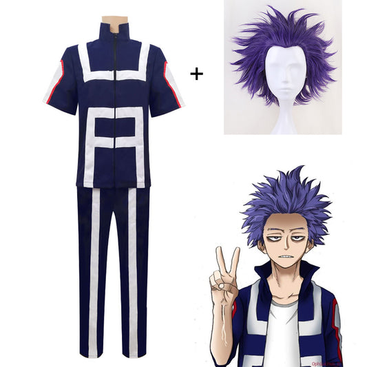 Anime My Hero Academia Costume Shinso Hitoshi Training/Gym Cosplay Outfit with Wig