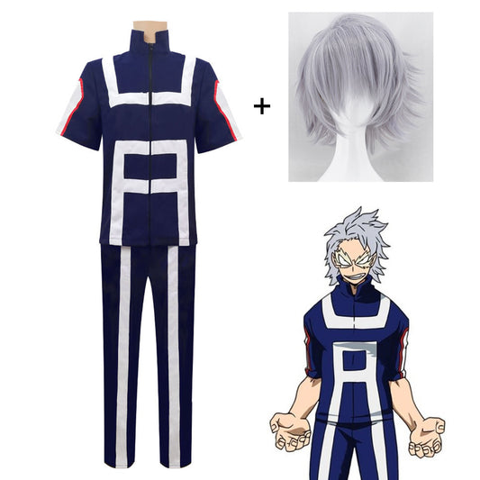 Anime My Hero Academia Costume Tetsutetsu Tetsutetsu Training/Gym Cosplay Outfit with Wig