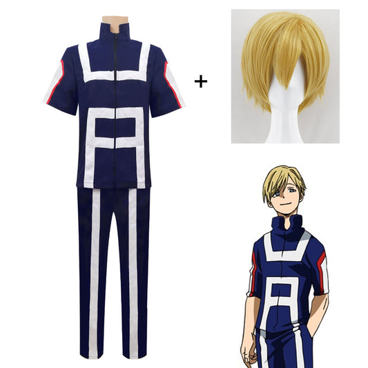 Anime My Hero Academia Costume Monoma Neito Training/Gym Cosplay Outfit with Wig