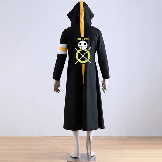 Anime One Piece Costume Trafalgar Law Cosplay Cloak Robe with Hat for Men