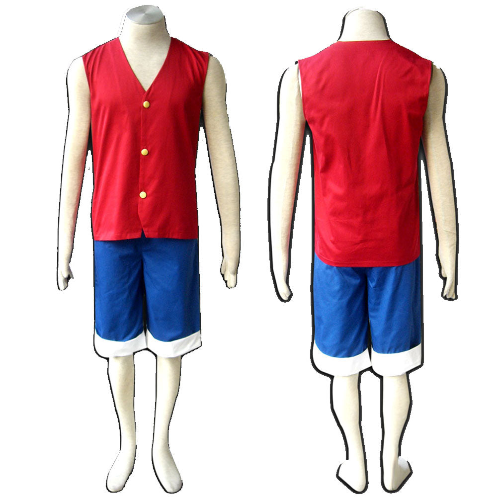 One Piece Costumes Monkey D Luffy Cosplay With Hat For Men and Kids