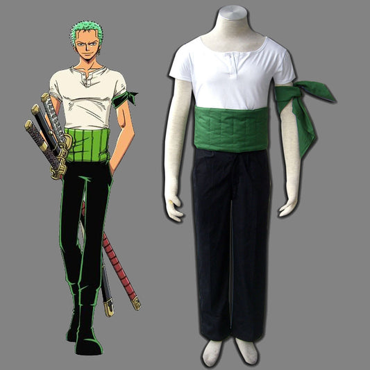 Anime One Piece Costume Roronoa Zoro Cosplay Set For Men and Kids