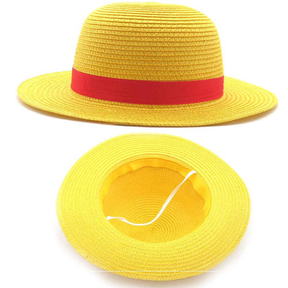 One Piece Costumes Monkey D Luffy Cosplay Set with Hat for Men and Kids