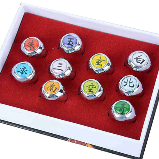 Naruto Costume Accessories 10 Akatsuki Members Cosplay Rings with Box Itachi Obito Cosplay