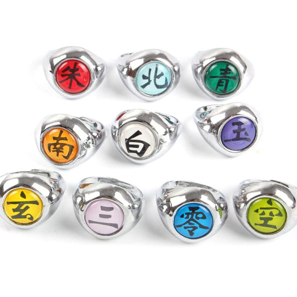 Naruto Costume Accessories 10 Akatsuki Members Cosplay Rings with Box Itachi Obito Cosplay