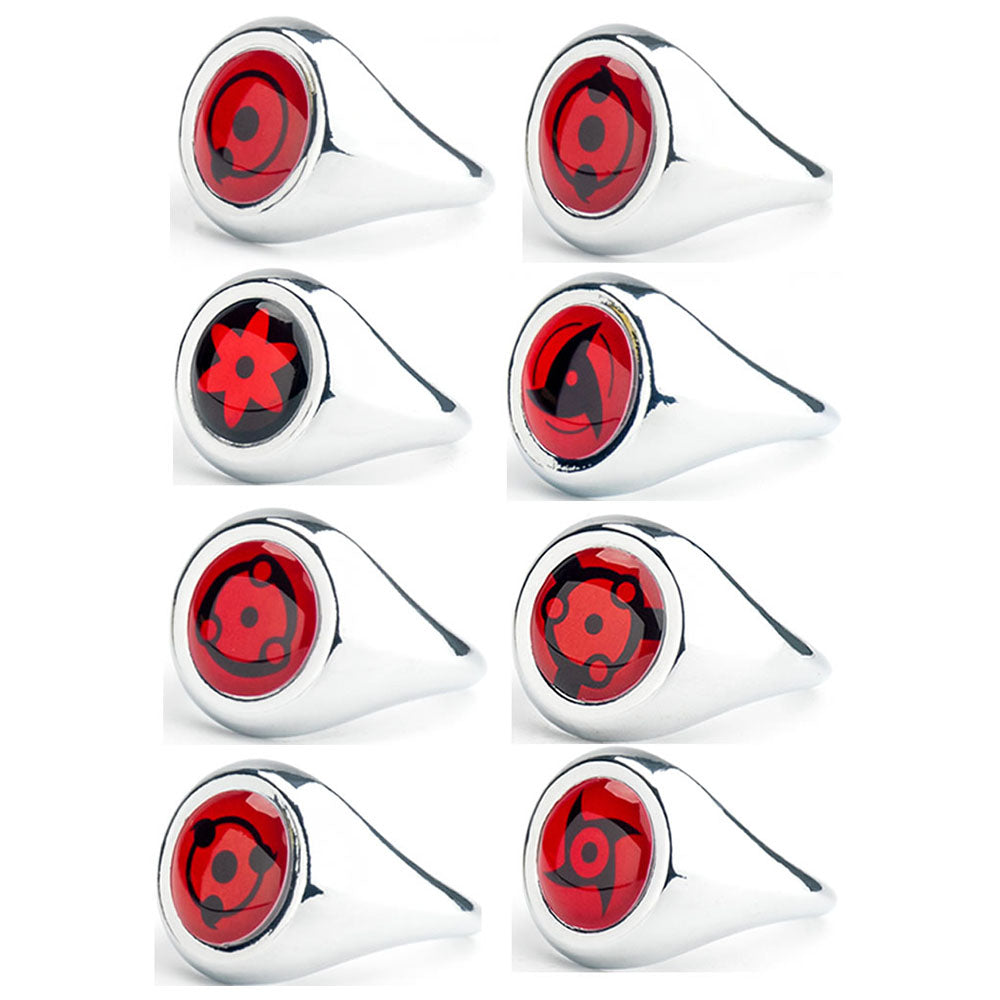 Naruto Costume Accessories The Sharingan 10 PCS Rings with Box Itachi Sasuke Obito Cosplay Rings
