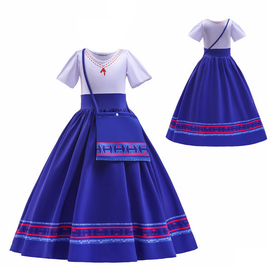 Kids Encanto Costume Luisa Cosplay Girls Birthday Princess Fancy Dress with Bag