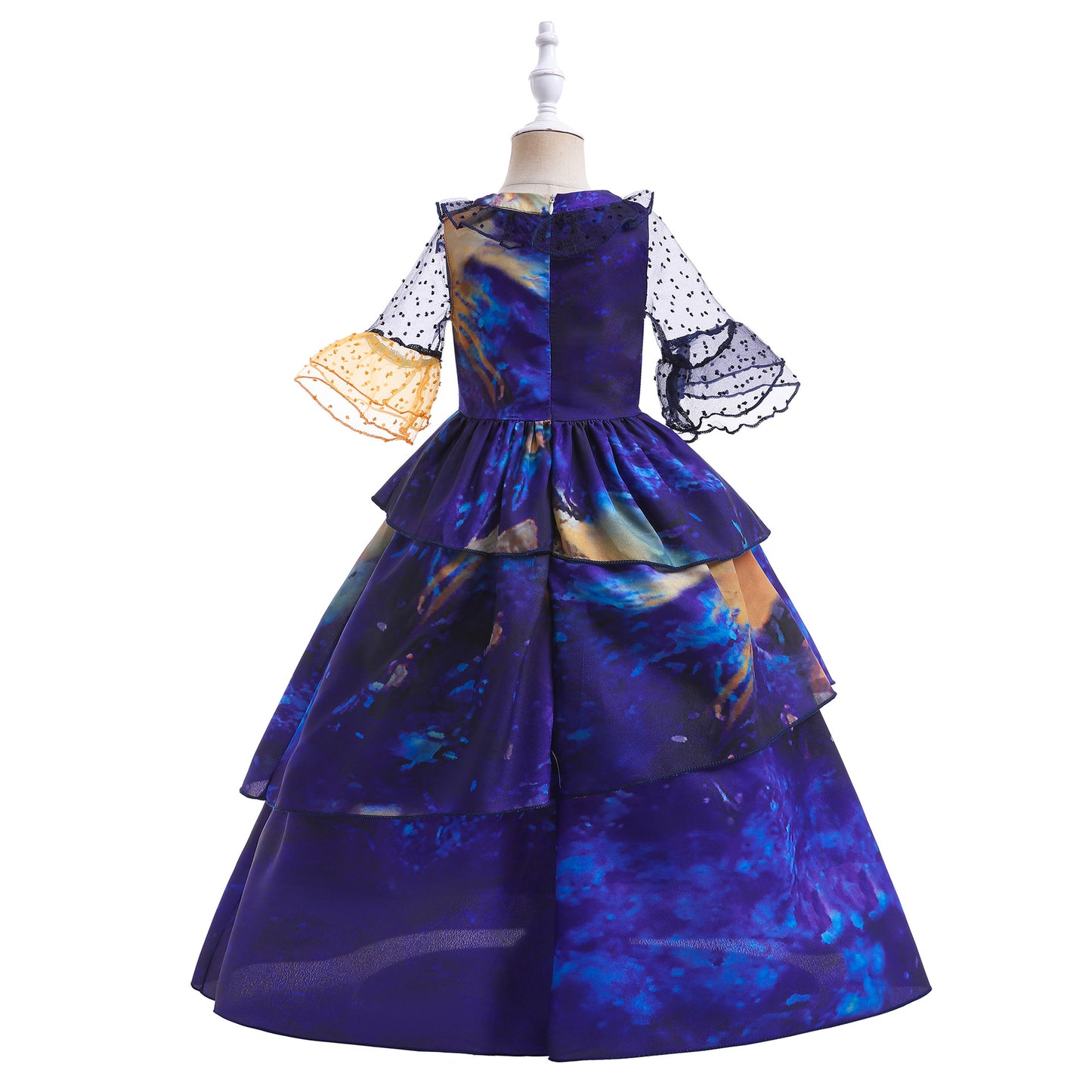 Encanto Costume Isabella Cosplay Translucent Short Sleeves Blue Dress for Kids