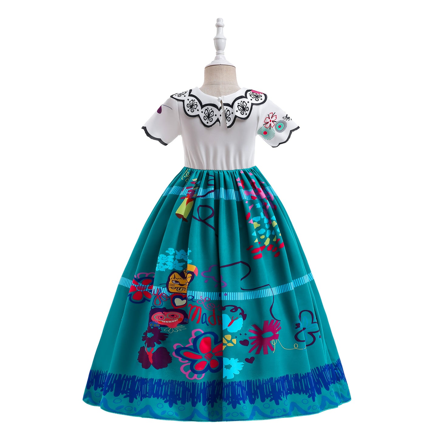 Encanto Costume Mirabel Princess Cosplay Floral Printed Girls Birthday Fancy Dress