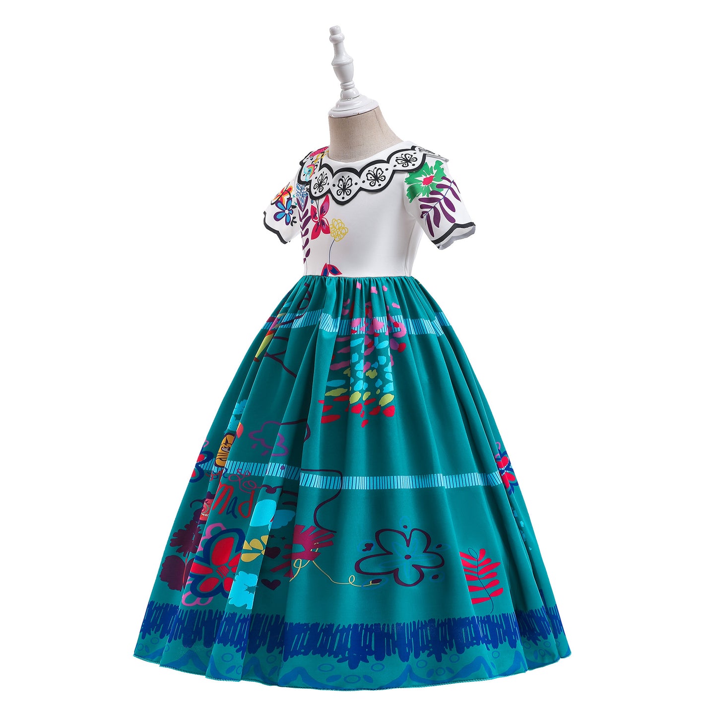 Encanto Costume Mirabel Princess Cosplay Floral Printed Girls Birthday Fancy Dress