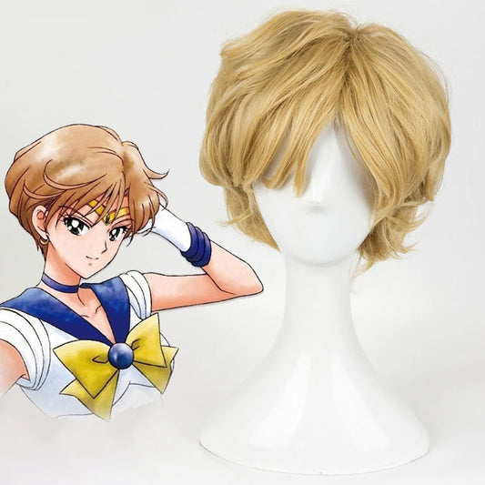 Anime Sailor Moon Sailor Uranus Tenou Haruka Cosplay Wig Heat Resistant Sythentic Hair